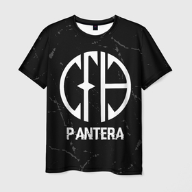 Мужская футболка 3D с принтом Pantera glitch на темном фоне в Белгороде, 100% полиэфир | прямой крой, круглый вырез горловины, длина до линии бедер | 