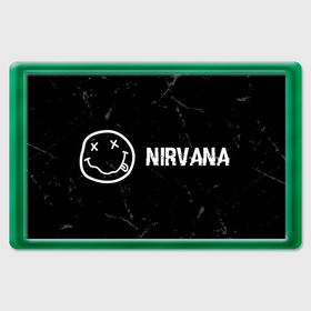 Магнит 45*70 с принтом Nirvana glitch на темном фоне: надпись и символ в Санкт-Петербурге, Пластик | Размер: 78*52 мм; Размер печати: 70*45 | Тематика изображения на принте: 