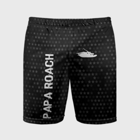 Мужские шорты спортивные с принтом Papa Roach glitch на темном фоне: надпись, символ ,  |  | 