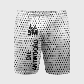 Мужские шорты спортивные с принтом Die Antwoord glitch на светлом фоне: по вертикали в Кировске,  |  | Тематика изображения на принте: 