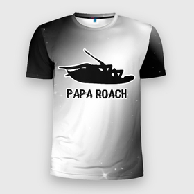 Мужская футболка 3D Slim с принтом Papa Roach glitch на светлом фоне , 100% полиэстер с улучшенными характеристиками | приталенный силуэт, круглая горловина, широкие плечи, сужается к линии бедра | 