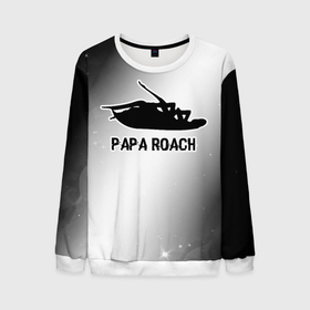 Мужской свитшот 3D с принтом Papa Roach glitch на светлом фоне , 100% полиэстер с мягким внутренним слоем | круглый вырез горловины, мягкая резинка на манжетах и поясе, свободная посадка по фигуре | 