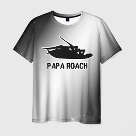 Мужская футболка 3D с принтом Papa Roach glitch на светлом фоне , 100% полиэфир | прямой крой, круглый вырез горловины, длина до линии бедер | 