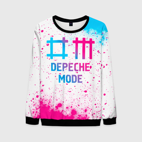 Мужской свитшот 3D с принтом Depeche Mode neon gradient style в Белгороде, 100% полиэстер с мягким внутренним слоем | круглый вырез горловины, мягкая резинка на манжетах и поясе, свободная посадка по фигуре | Тематика изображения на принте: 