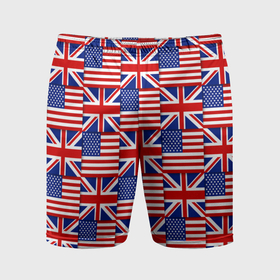 Мужские шорты спортивные с принтом Флаги США и Англии в Екатеринбурге,  |  | 