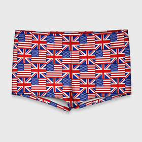 Мужские купальные плавки 3D с принтом Флаги США и Англии , Полиэстер 85%, Спандекс 15% |  | 