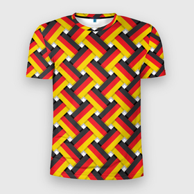 Мужская футболка 3D Slim с принтом Германия   плетёнка в Екатеринбурге, 100% полиэстер с улучшенными характеристиками | приталенный силуэт, круглая горловина, широкие плечи, сужается к линии бедра | 