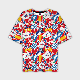 Мужская футболка oversize 3D с принтом Флаги стран мира в Петрозаводске,  |  | Тематика изображения на принте: 