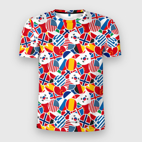 Мужская футболка 3D Slim с принтом Флаги стран мира , 100% полиэстер с улучшенными характеристиками | приталенный силуэт, круглая горловина, широкие плечи, сужается к линии бедра | 