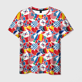 Мужская футболка 3D с принтом Флаги стран мира , 100% полиэфир | прямой крой, круглый вырез горловины, длина до линии бедер | 