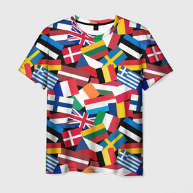 Мужская футболка 3D с принтом Флаги стран Европейского Союза в Кировске, 100% полиэфир | прямой крой, круглый вырез горловины, длина до линии бедер | Тематика изображения на принте: 
