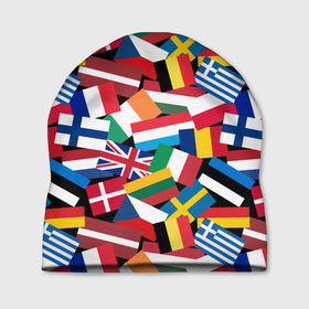 Шапка 3D с принтом Флаги стран Европейского Союза в Кировске, 100% полиэстер | универсальный размер, печать по всей поверхности изделия | Тематика изображения на принте: 