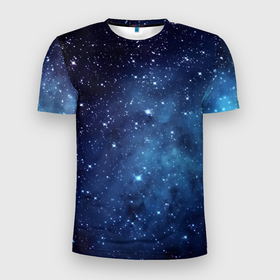 Мужская футболка 3D Slim с принтом Звездное небо   нейросеть в Кировске, 100% полиэстер с улучшенными характеристиками | приталенный силуэт, круглая горловина, широкие плечи, сужается к линии бедра | 