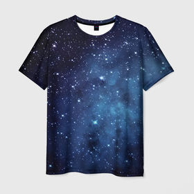 Мужская футболка 3D с принтом Звездное небо   нейросеть в Петрозаводске, 100% полиэфир | прямой крой, круглый вырез горловины, длина до линии бедер | 