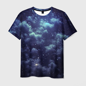Мужская футболка 3D с принтом Звездная ночь   нейросеть в Курске, 100% полиэфир | прямой крой, круглый вырез горловины, длина до линии бедер | 