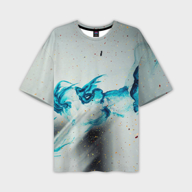 Мужская футболка oversize 3D с принтом Светлый туман и синие мазки краски в Тюмени,  |  | 