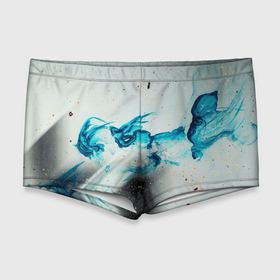 Мужские купальные плавки 3D с принтом Светлый туман и синие мазки краски в Тюмени, Полиэстер 85%, Спандекс 15% |  | 