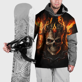 Накидка на куртку 3D с принтом Лучший огненный череп в Петрозаводске, 100% полиэстер |  | Тематика изображения на принте: 