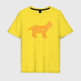 Мужская футболка хлопок Oversize с принтом Оранжевый котик смотрит в Екатеринбурге, 100% хлопок | свободный крой, круглый ворот, “спинка” длиннее передней части | 