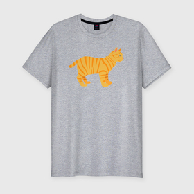 Мужская футболка хлопок Slim с принтом Оранжевый котик смотрит в Тюмени, 92% хлопок, 8% лайкра | приталенный силуэт, круглый вырез ворота, длина до линии бедра, короткий рукав | 