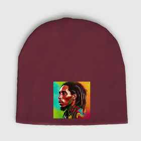 Мужская шапка демисезонная с принтом Разноцветный цифровой арт Боб Марли ,  |  | Тематика изображения на принте: 