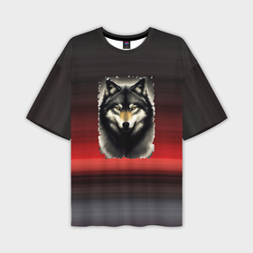 Мужская футболка oversize 3D с принтом Волк одиночка в Кировске,  |  | 