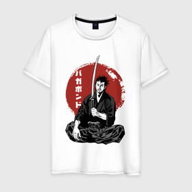 Мужская футболка хлопок с принтом Бродяга самурай в Курске, 100% хлопок | прямой крой, круглый вырез горловины, длина до линии бедер, слегка спущенное плечо. | 