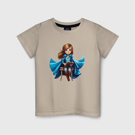 Детская футболка хлопок с принтом Девочка герой в Санкт-Петербурге, 100% хлопок | круглый вырез горловины, полуприлегающий силуэт, длина до линии бедер | 
