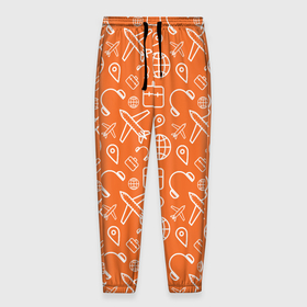 Мужские брюки 3D с принтом Оранжевое путешествие , 100% полиэстер | манжеты по низу, эластичный пояс регулируется шнурком, по бокам два кармана без застежек, внутренняя часть кармана из мелкой сетки | 