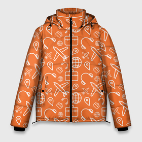 Мужская зимняя куртка 3D с принтом Оранжевое путешествие в Санкт-Петербурге, верх — 100% полиэстер; подкладка — 100% полиэстер; утеплитель — 100% полиэстер | длина ниже бедра, свободный силуэт Оверсайз. Есть воротник-стойка, отстегивающийся капюшон и ветрозащитная планка. 

Боковые карманы с листочкой на кнопках и внутренний карман на молнии. | 