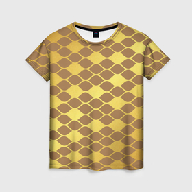 Женская футболка 3D с принтом Golden pattern в Кировске, 100% полиэфир ( синтетическое хлопкоподобное полотно) | прямой крой, круглый вырез горловины, длина до линии бедер | 