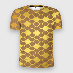 Мужская футболка 3D Slim с принтом Golden pattern в Курске, 100% полиэстер с улучшенными характеристиками | приталенный силуэт, круглая горловина, широкие плечи, сужается к линии бедра | 