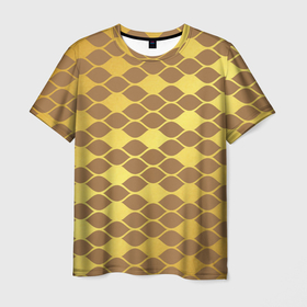 Мужская футболка 3D с принтом Golden pattern в Курске, 100% полиэфир | прямой крой, круглый вырез горловины, длина до линии бедер | Тематика изображения на принте: 