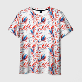 Мужская футболка 3D с принтом Русский орнамент из цветов в Санкт-Петербурге, 100% полиэфир | прямой крой, круглый вырез горловины, длина до линии бедер | 