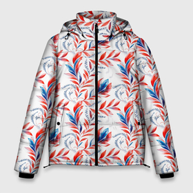 Мужская зимняя куртка 3D с принтом Русский орнамент из цветов в Новосибирске, верх — 100% полиэстер; подкладка — 100% полиэстер; утеплитель — 100% полиэстер | длина ниже бедра, свободный силуэт Оверсайз. Есть воротник-стойка, отстегивающийся капюшон и ветрозащитная планка. 

Боковые карманы с листочкой на кнопках и внутренний карман на молнии. | Тематика изображения на принте: 