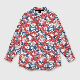 Мужская рубашка oversize 3D с принтом Белые  синие красные  узоры в Екатеринбурге,  |  | 