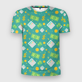 Мужская футболка 3D Slim с принтом Dollar style в Санкт-Петербурге, 100% полиэстер с улучшенными характеристиками | приталенный силуэт, круглая горловина, широкие плечи, сужается к линии бедра | 