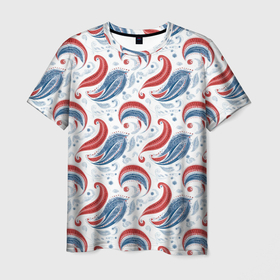 Мужская футболка 3D с принтом Русские  узоры паттерн в Санкт-Петербурге, 100% полиэфир | прямой крой, круглый вырез горловины, длина до линии бедер | 