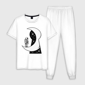 Мужская пижама хлопок с принтом Дверь в космос в Тюмени, 100% хлопок | брюки и футболка прямого кроя, без карманов, на брюках мягкая резинка на поясе и по низу штанин
 | Тематика изображения на принте: 