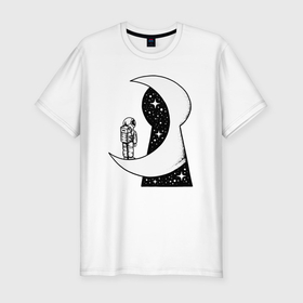 Мужская футболка хлопок Slim с принтом Дверь в космос в Тюмени, 92% хлопок, 8% лайкра | приталенный силуэт, круглый вырез ворота, длина до линии бедра, короткий рукав | Тематика изображения на принте: 