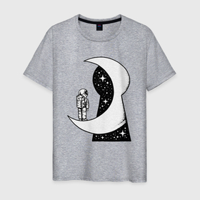 Мужская футболка хлопок с принтом Дверь в космос в Тюмени, 100% хлопок | прямой крой, круглый вырез горловины, длина до линии бедер, слегка спущенное плечо. | Тематика изображения на принте: 
