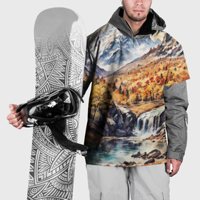 Накидка на куртку 3D с принтом Красочная осень в горной долине в Тюмени, 100% полиэстер |  | Тематика изображения на принте: 