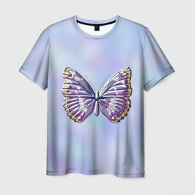 Мужская футболка 3D с принтом Металлические мотив в бабочке , 100% полиэфир | прямой крой, круглый вырез горловины, длина до линии бедер | 