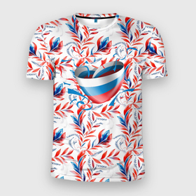 Мужская футболка 3D Slim с принтом Сердце   Россия , 100% полиэстер с улучшенными характеристиками | приталенный силуэт, круглая горловина, широкие плечи, сужается к линии бедра | 