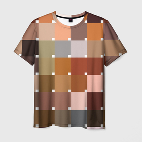 Мужская футболка 3D с принтом Brown squares в Тюмени, 100% полиэфир | прямой крой, круглый вырез горловины, длина до линии бедер | 