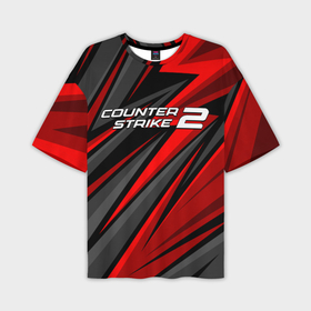 Мужская футболка oversize 3D с принтом Counter strike 2   красный спортивный в Курске,  |  | 