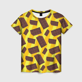 Женская футболка 3D с принтом Шоколадки в Курске, 100% полиэфир ( синтетическое хлопкоподобное полотно) | прямой крой, круглый вырез горловины, длина до линии бедер | 
