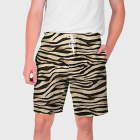 Мужские шорты 3D с принтом Шкура зебры и белого тигра в Екатеринбурге,  полиэстер 100% | прямой крой, два кармана без застежек по бокам. Мягкая трикотажная резинка на поясе, внутри которой широкие завязки. Длина чуть выше колен | 