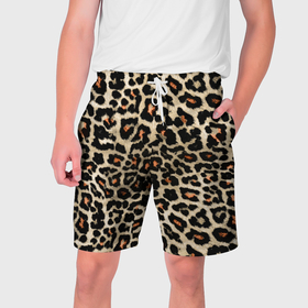 Мужские шорты 3D с принтом Шкура ягуара, гепарда, леопарда ,  полиэстер 100% | прямой крой, два кармана без застежек по бокам. Мягкая трикотажная резинка на поясе, внутри которой широкие завязки. Длина чуть выше колен | 