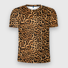 Мужская футболка 3D Slim с принтом Меховая шкура ягуара, гепарда, леопарда в Курске, 100% полиэстер с улучшенными характеристиками | приталенный силуэт, круглая горловина, широкие плечи, сужается к линии бедра | 